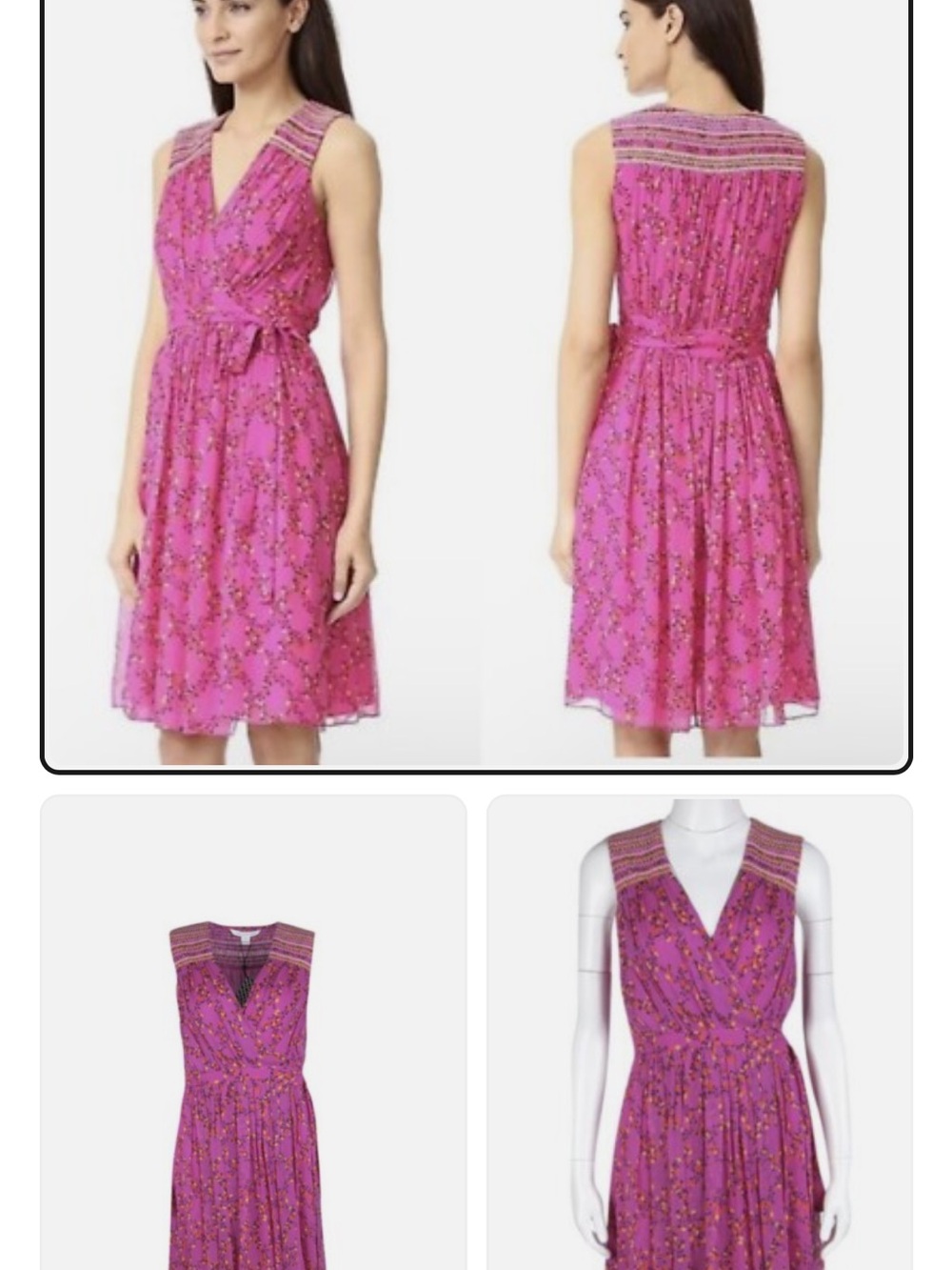 DVF Diane von Furstenberg Bali Silk Wrap Dress — Pink Floral, Size 2